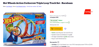 Hot Wheels Action Corkscrew Triple Loop Track Set voor €24 bij Bol
