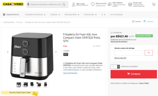 Fritadeira da Oster, modelo Air Fryer de 4.6L em Inox - R$ 427,40
