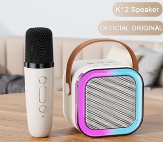 Máquina de Karaoke K12, Altavoz Bluetooth portátil con micrófono inalámbrico por solo 3,63€