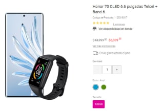 Honor 70 OLED 6.6" Telcel + Band 6 por $8,399 en Liverpool