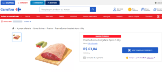 Picanha Bovina Congelada de 1,6Kg - R$ 63,84