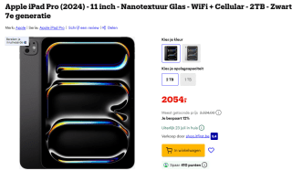 Apple iPad Pro (2024) 11 inch 2 TB Wi-Fi + 5G Zwart voor €2.054 bij Bol