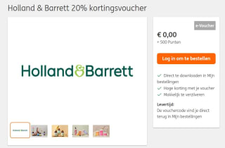 Voucher voor 20% korting bij Holland and barrett voor 500 ING rentepunten