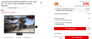LG 27GS60QX-B 27" VA Monitor, 2560 x 1440 QHD voor €111 bij de Mediamarkt in België