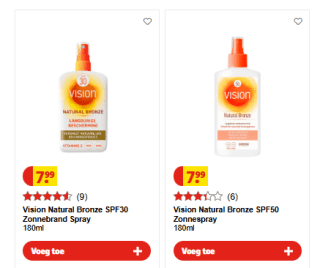 Vision Natural Bronze - Zonnebrand spray 30 en 50 SPF voor €7,99 bij Kruidvat