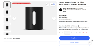 Sonos Sub Mini Black Certified Refurbished Wireless Subwoofer - £289