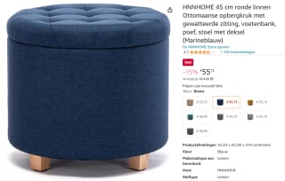 HNNHOME 45cm Ronde Linnen Gewatteerde Seat voor €55,15 bij Amazon
