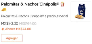 Palomitas y Nachos Cinepolis a $90 en DiDi Food