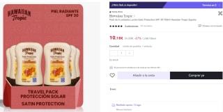 Pack 6 botes Hawaiian Tropic Loción Satin Protection SPF 30 100ml por 8,65€ (cuenta nueva por 6,10€)
