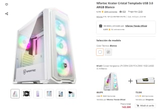 Caja PC Nfortec Krater Cristal Templado USB 3.0 ARGB por 69,97€