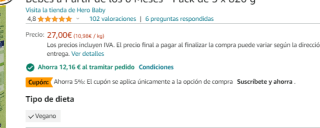 Pack x3 Papilla 8 Cereales Hero 820 gr por 10.79€