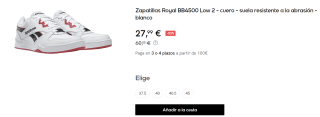 Zapatillas Casual para Hombre Reebok Royal BB4500 Low 2 por 27.99€