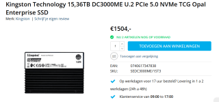Kingston Data Center DC3000ME SSD - 15.36TB - PCIe 5.0 - U.2 voor €1.504 bij Mymediacenter