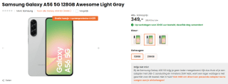 Samsung Galaxy A56 5G - 128GB - Awesome Light Gray met gratis hoesje en screenprotector voor €349 bij joeps