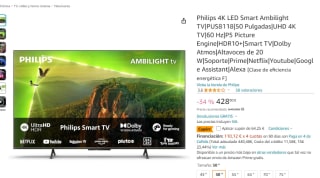 Smart TV Philips Ambilight 50" 4K por 364€