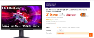 Monitor LG UltraGear 27GR75Q-B 27" por 219.99€