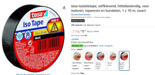 Tesa elektrische isolatietape 15 mm 10 meter zwart voor €1,27 bij Amazon