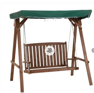 Banco Columpio de Jardín de Madera con Dosel Verde 160x120x165 cm Carga 227 kg por 213,90€