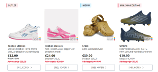 Tot 65% korting op kinderschoenen van Puma, Reebok en meer bij MandM Direct