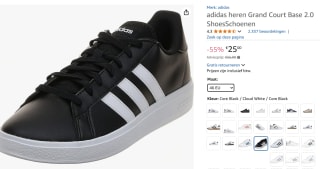 adidas heren Grand Court Base 2.0 sneakers voor €25 bij Amazon