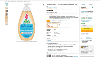 Jabón de manos Johnson's Pure Protect por solo 1,48€