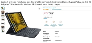 Logitech Funda para iPad o Tablet por $586 en Amazon