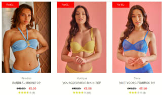 Lingerie & badmode voor €5 of heren boxershorts met 50% korting in de sale van Sapph