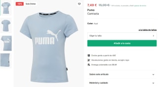 PUMA - Camiseta logo azul por 7,49€