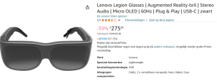 Lenovo Legion Glasses voor €275 bij Amazon