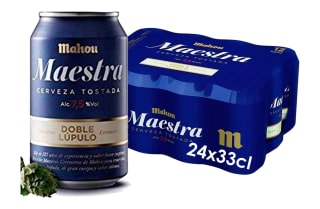 Pack de 24 Latas x 33 cl Cerveza Mahou Maestra Doble Lúpulo Tostada Lager por solo 11,28€