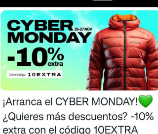 Cupón descuento Sprinter de 10% Cyber Monday