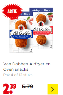 Van Dobben Airfryer en Oven snacks Pak 4 of 12 stuks voor €2,39 bij Dirk
