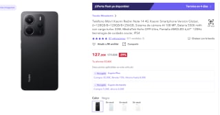 Xiaomi Redmi Note 14 4G de 6GB/128GB por 115,20€