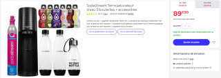 SodaStream Terra saturateur d'eau 3 bouteilles + accessoires à 89,89€