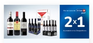 2×1 Acumulación en estos Vinos desde Carrefour.