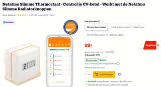 NETATMO Slimme Thermostaat voor €89 bij Bol.com