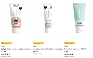 Diverse Naïf producten 1+1 gratis bij Wehkamp