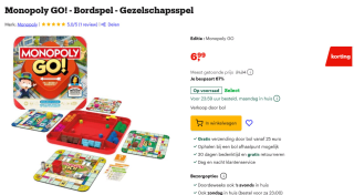 Monopoly GO Bordspel - Nederlandse versie voor €6,99 bij Bol