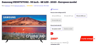 Samsung UE55TU7092 - 55 inch - 4K LED voor €299,95 bij Bol.com