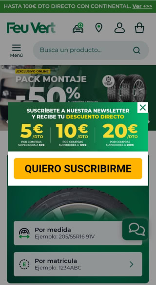 Recibe hasta -20€ de Descuento directo por suscribirnos a la Newsletter de Feu Vert.