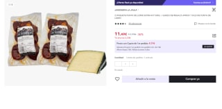 1 Kg de Punta de Lomo Extra + Cuña de Queso por 11.49€ (Cuenta Nueva 5.75€)