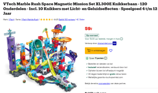 VTech Marble Rush Space Magnetic Mission Set XL300E Knikkerbaan voor €29,99 bij Bol