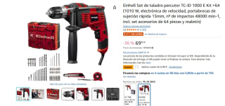 Einhell Set de taladro percutor TC-ID 1000 E Kit +64 piezas por 62,91€