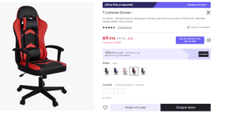 Silla Gaming Racing Profesional por 54,99€.