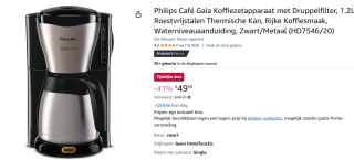 Philips Cafe Gaia HD7546/20 - Koffiezetapparaat voor €49,99 bij Amazon