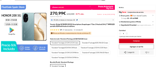 HONOR 200 5G Versión Global 512GB por 270,99€