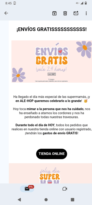 Aprovecha portes gratis por el día de la madre (para registrados)