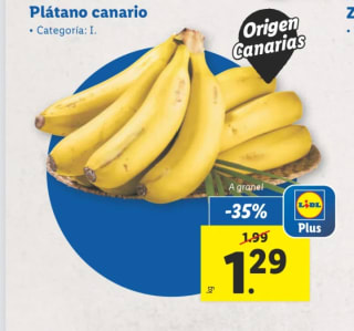 1 kg Plátano de Canarias categoría I en Lidl por 1,29€