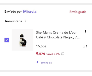 Sheridan'S Crema de Licor Café y Chocolate Negro, 700ml por 9,57€.