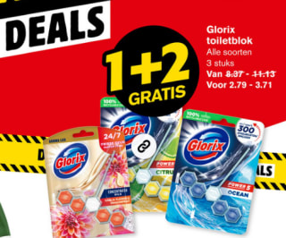 Glorix toiletblokken 1+2 gratis.